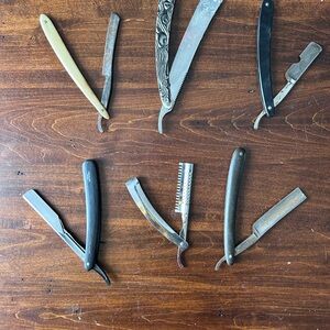 Vintage Straight Razor Set - Black, Brown, Cream